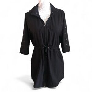 Y2K Sportswear Vented Soybu 3/4 Sleeve Anorak Hooded Jacket in Black Size XS EUC